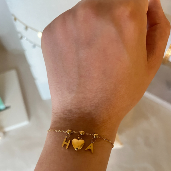 Bracelet Personnalisé en Acier Inoxydable – Initiales & Charms